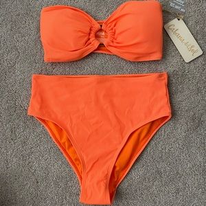 NWT High Waisted Orange Bikini Set
